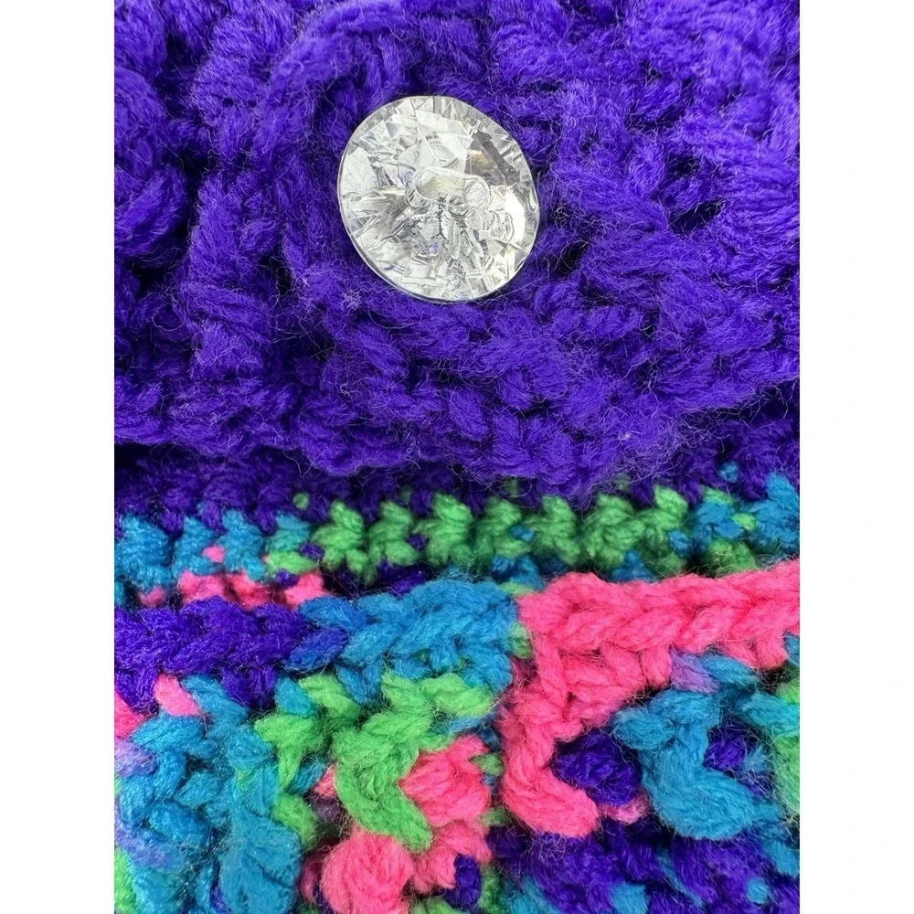 Dog Sweater Small Purple Pink Green Crochet‎ Handmade